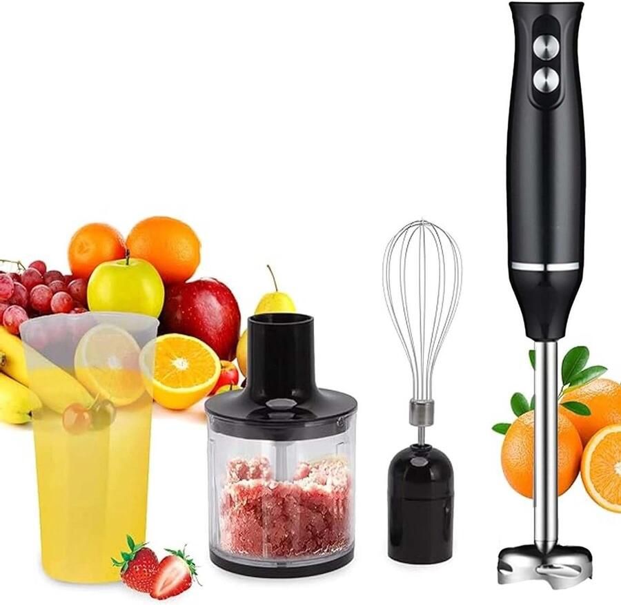 Staafmixer Keukenmachine Handblender Eten Bereiden 4-In-1 Multifunctioneel 500 ml en 700 ml Zilver