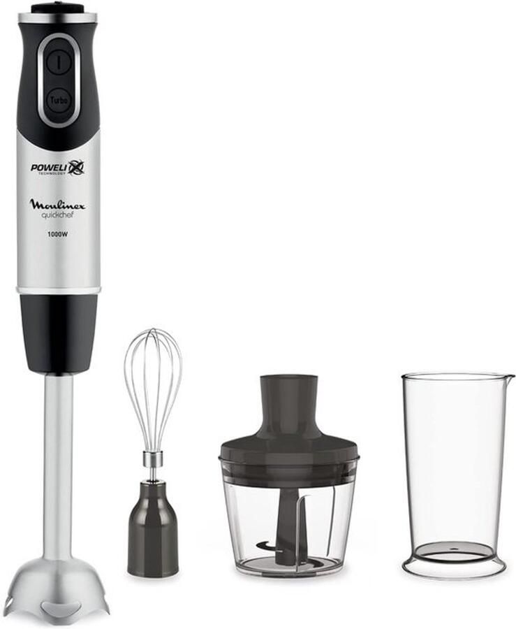 Staafmixer Keukenmixer 3-in-1 mixer 1000W 10 snelheden Powelix-technologie Inclusief 800 ml beker 500 ml hakmolen Garde Roestvrijstalen messen Krachtige handmixer