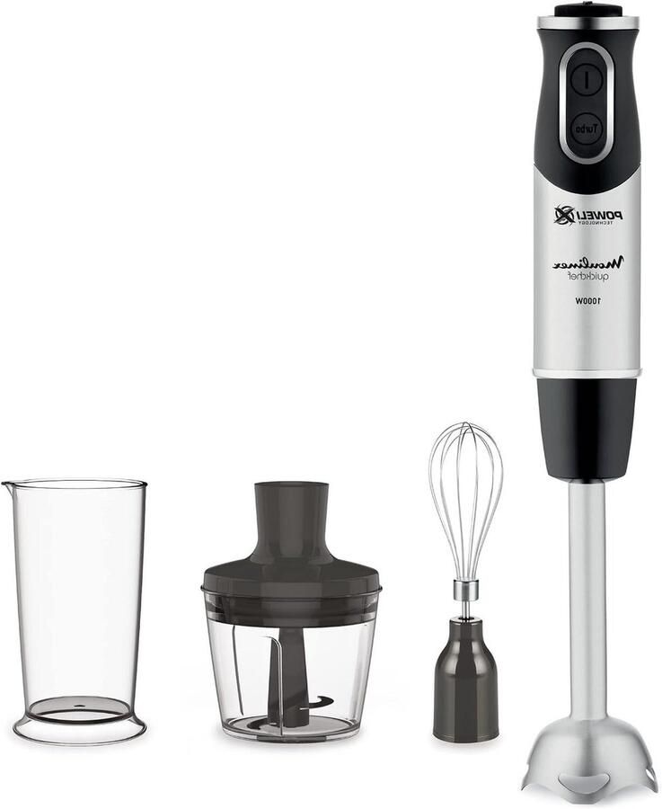 Staafmixer Keukenmixer Handmixer Set Eten Bereiden Powelix Technologie 1000 Watt Vermogen Staal Zwart
