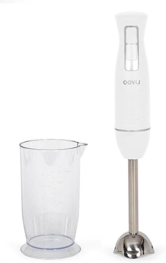 Staafmixer Met Kom Keukenmixer Handig Culinaire Bereidingen 2 Snelheden Roestvrij Staal 400 Watt Wit