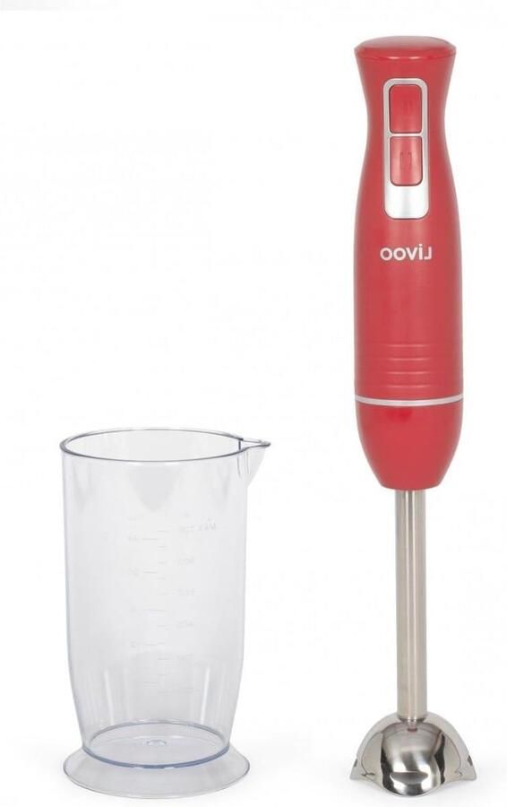 Staafmixer met Kom Keukenmixer Snel Mixen 2 Snelheden 400 Watt Chili Rood