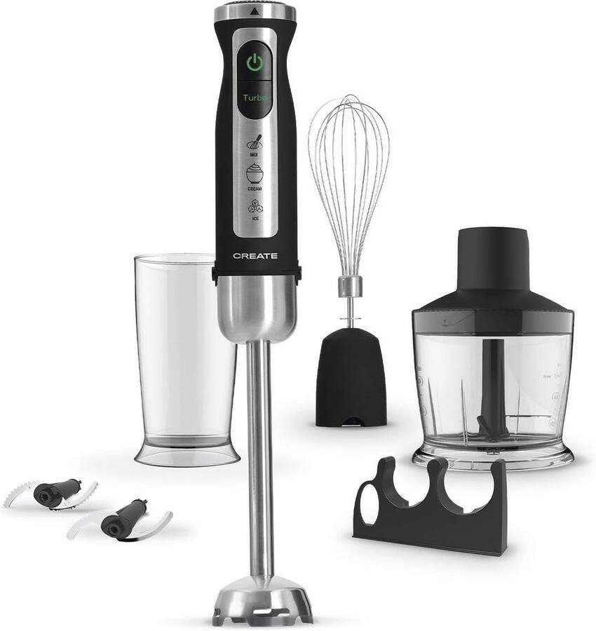 Staafmixer met Turbo Speed en 7 Snelheden 1500 W Handmixer met Accessoires