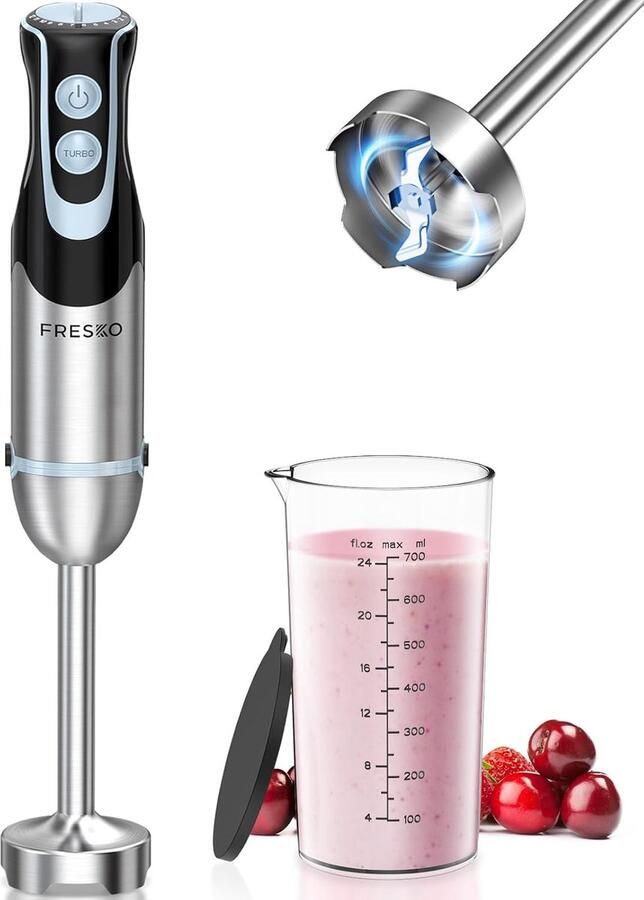 Staafmixer Keukenmixer Eten Bereiden 1000W Kracht 700 ml Zilver