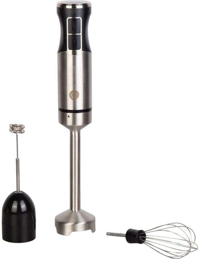 Staafmixer roestvrij staal 3-in-1 pureerstaaf met elektrische garde en handmelkopschuimer handblender met 2 snelheden toverstaf keukenapparaat vaatwasmachinebestendig 400 W