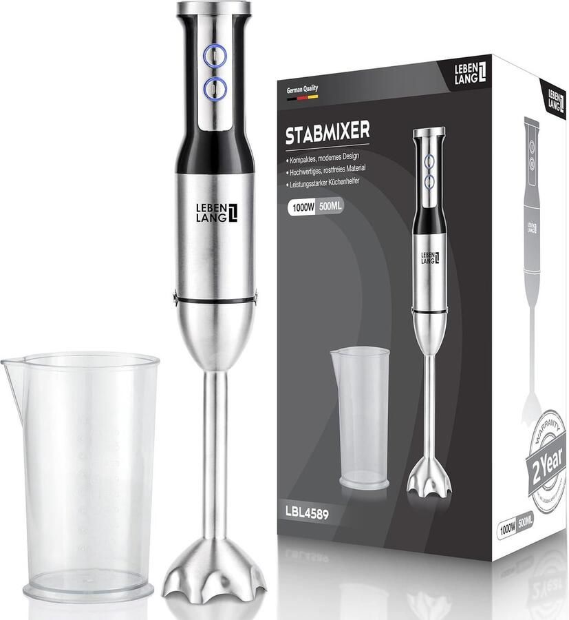 Staafmixer Roestvrij staal 8 Snelheidsinstellingen Turbo Functie Voor Keukengebruik