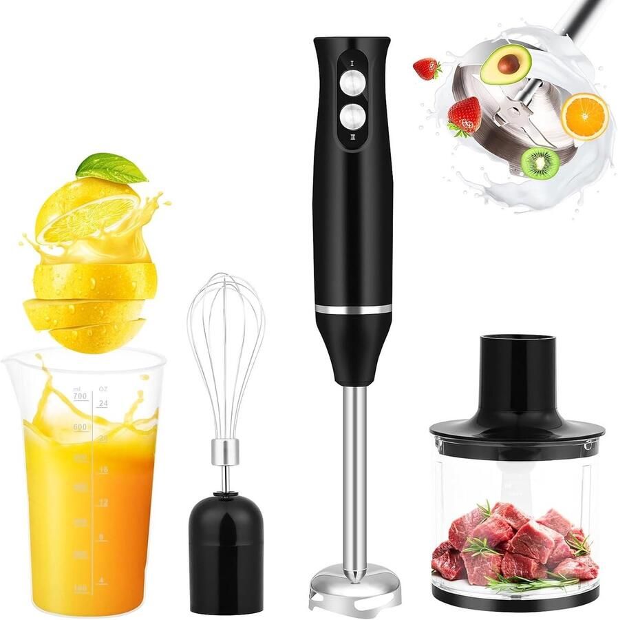 Staafmixer Roestvrij Staal Krachtige 500 W Motor 2 Snelheden Voor Smoothies Soepen en Sauzen