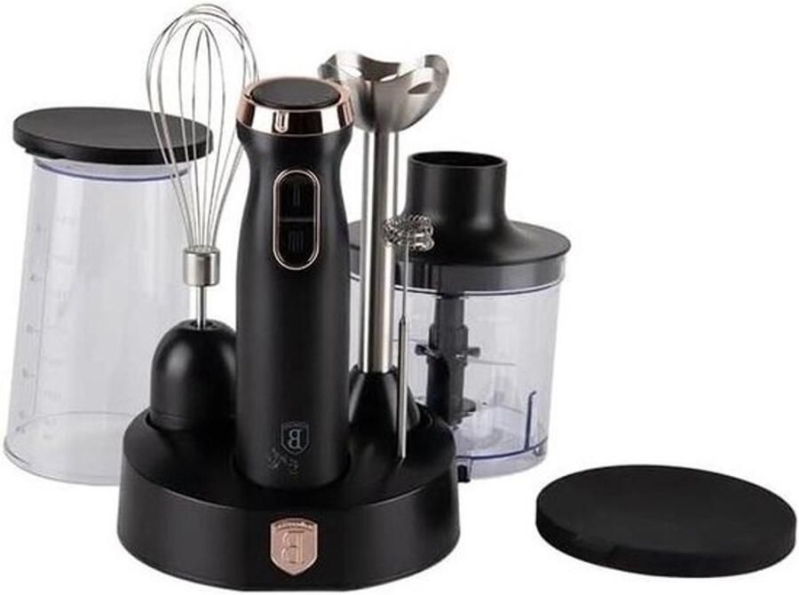 Staafmixer-set Accessoires voor keukenmachine Voor voedselbereiding 5 snelheden en turbostand Kom van 500 ml Zwart en roségoud