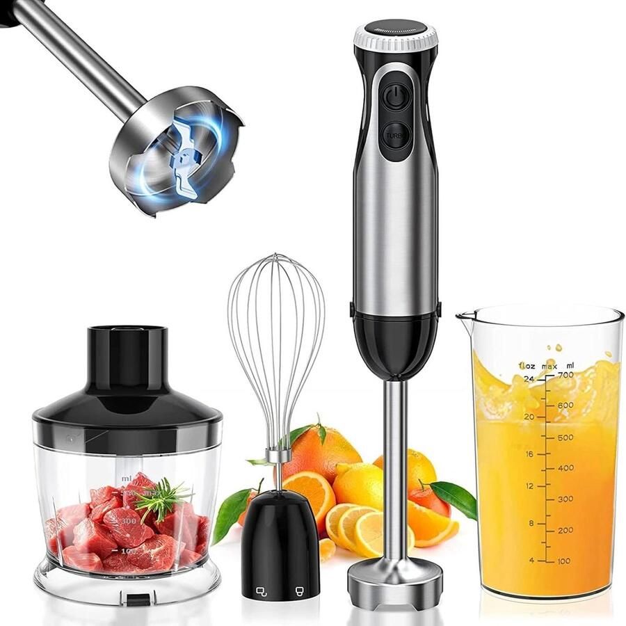 Staafmixer Set Blender Keukenmachine Voedsel Bereiden Roestvrijstalen Behuizing 800W Motor Zilver
