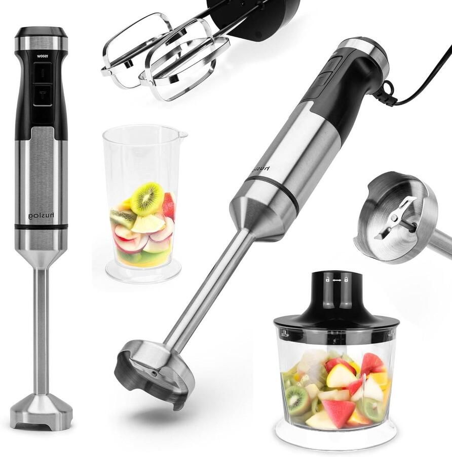 Staafmixer Set Keukenmixer Maaltijden Bereiden Variabele Snelheid 600ml Beker Zilver