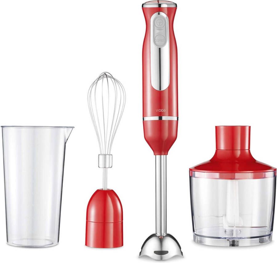Staafmixer Set Handmixer 600Watt Hakmolen Roestvrij Staal – Handblender – Professionele Hakmolens – Staafmixers Staal Zwart