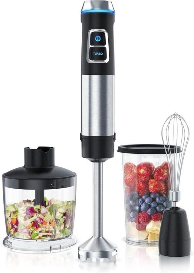 Staafmixer Set Handmixer Blender Set Pureerstaf Hakmolen Keukenmachine RVS 3 in 1 Mixer Accessoire Soepen Smoothies Babyvoeding