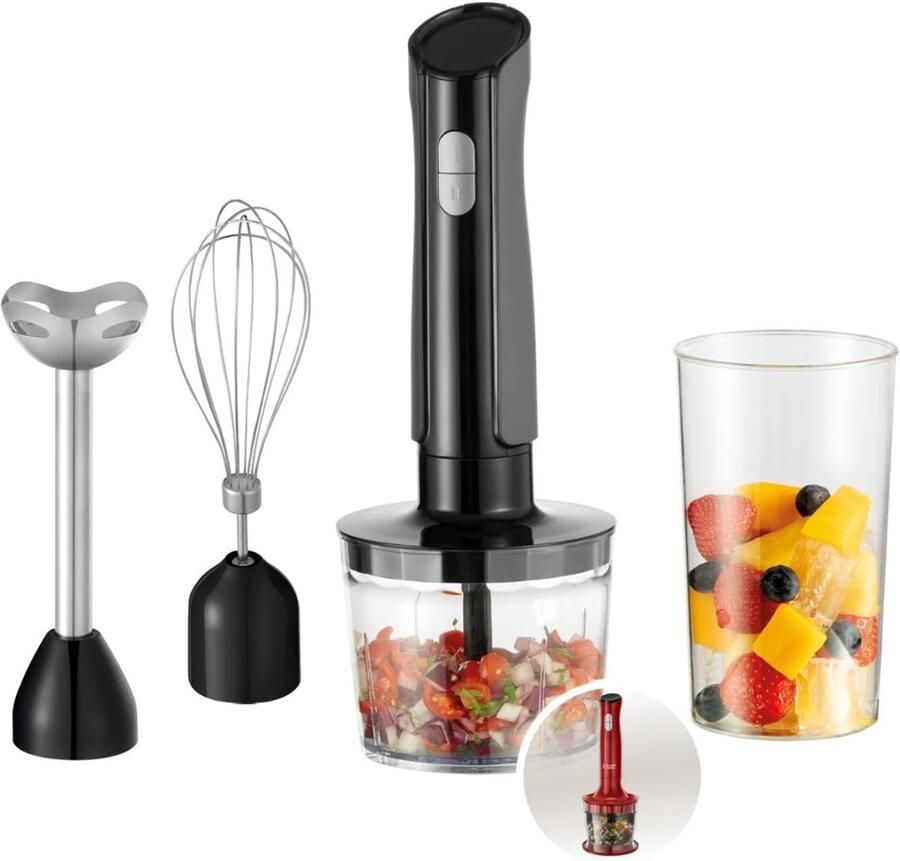 Staafmixer Set Handmixer Blender Set Pureerstaf Hakmolen Keukenmachine RVS 3 in 1 Mixer Accessoire Soepen Smoothies Babyvoeding