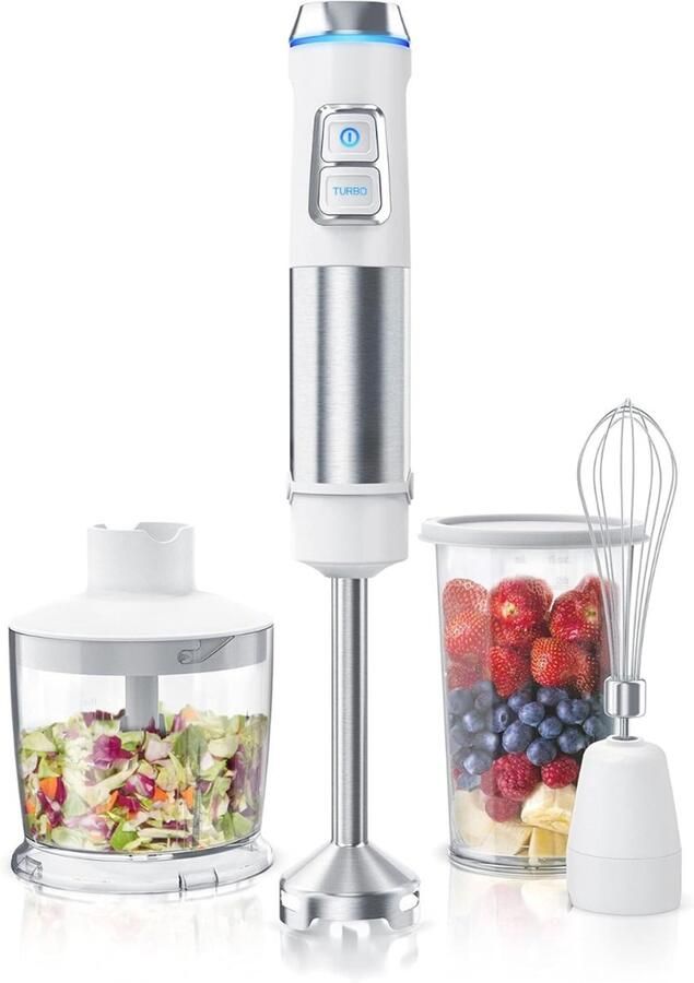 Staafmixer Set Handmixer Blender Set Pureerstaf Hakmolen Keukenmachine RVS 3 in 1 Mixer Accessoire Soepen Smoothies Babyvoeding