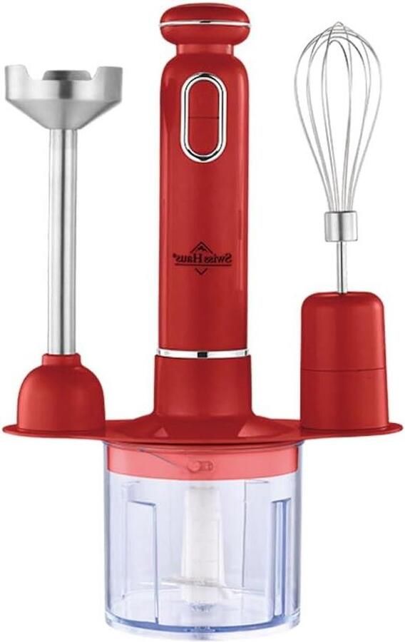 Staafmixer Set Blender Keukenmixer Culinaire Bereidingen 3-in-1 Functionaliteit 600W Motor Rood