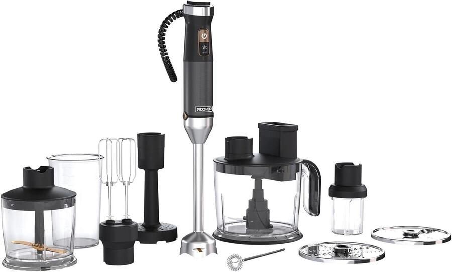 Staafmixer set Keukenmachine Maaltijden bereiden 10-in-1 multifunctionaliteit 1500 Watt Zwart