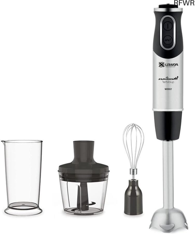 Staafmixer Set Keukenmixer Accessoires Eten Bereiden Powelix Technologie 1000 Watt Staal Zwart