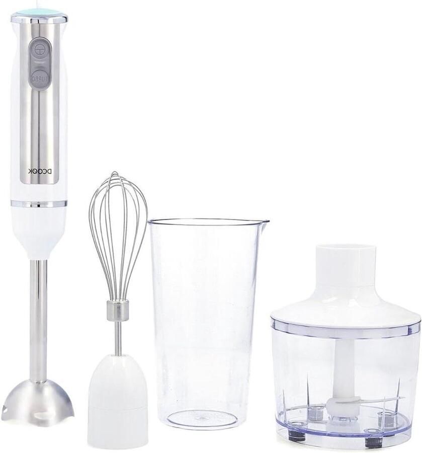Staafmixer Set Keukenmixer Accessoires Eten Bereiden Roestvrijstalen Schacht 600 ml Maatbeker Wit