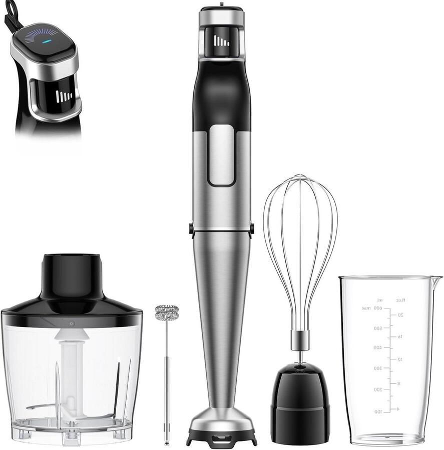 Staafmixer Set Keukenmixer Maaltijden Bereiden 5-in-1 Functies 1100 Watt Zwart