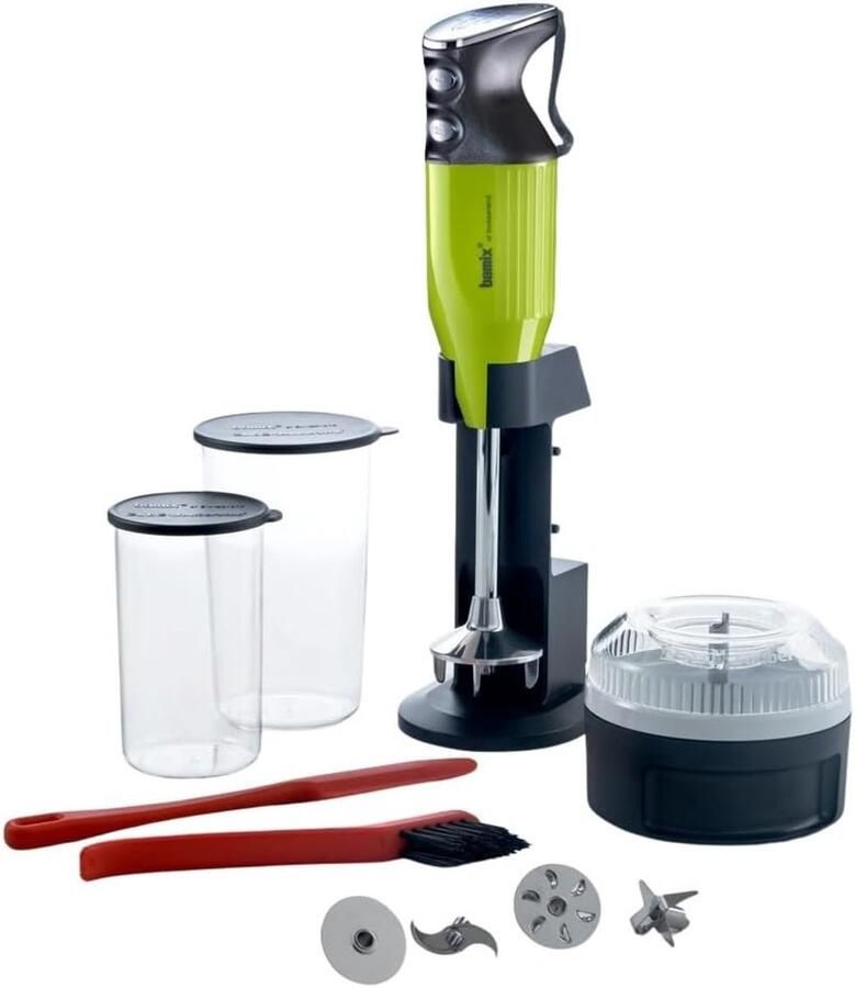 Staafmixer set Keukenmixer blender Compleet koken 350 Watt vermogen Incl. standaard bekers Limoen chroom