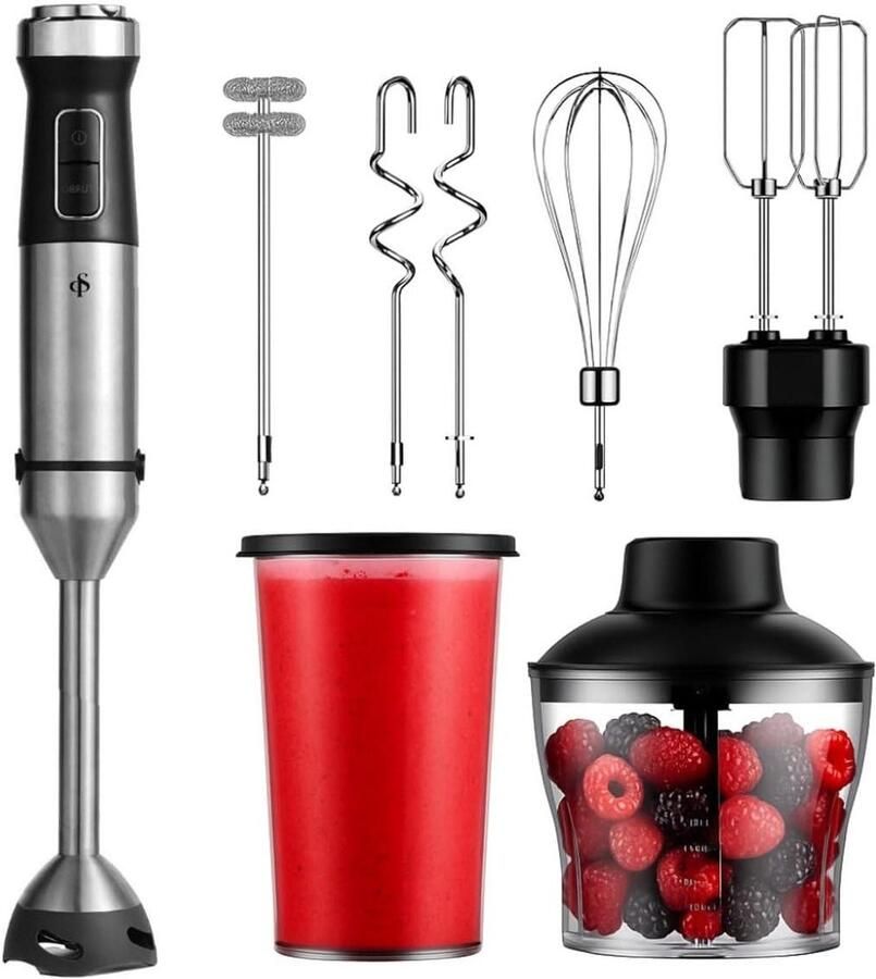 Staafmixer Set Keukenmixer Culinaire Bereidingen 1200W Krachtige Motor 7-in-1 Zwart RVS