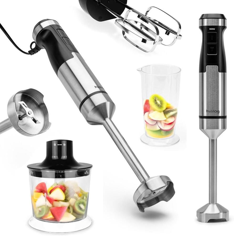 Staafmixer Set Keukenmixer Handmixer Eten Bereiden Krachtige 1500W Motor 600 ml Zilver Zwart