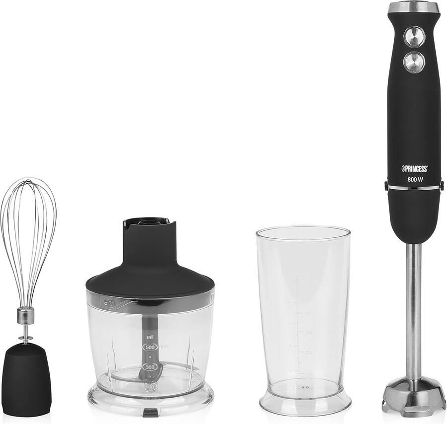 Staafmixer Set Keukenmixer Handmixer Gladde Puree Maken Vierbladig Mes 800 Watt Vermogen Zwart