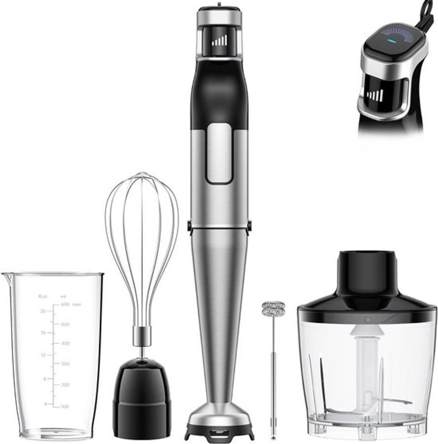Staafmixer set Keukenmixer Maaltijden bereiden 5-in-1 functies 1100 Watt Zwart