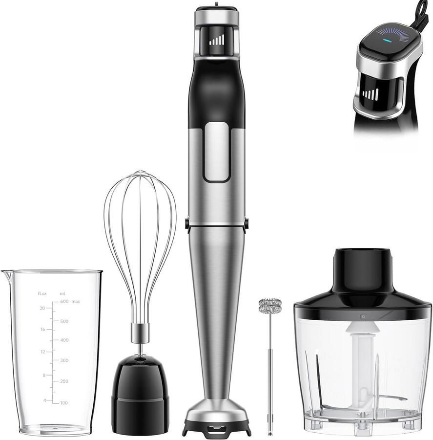 Staafmixer Set Keukenmixer Maaltijden Bereiden 5-in-1 Functionaliteit 1100 Watt Zwart