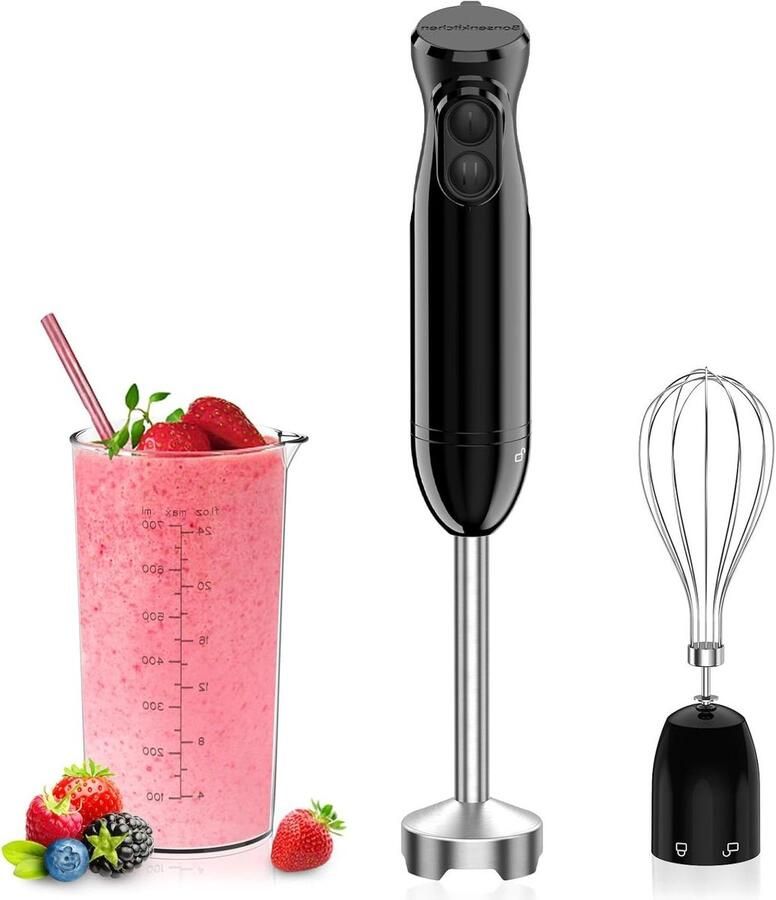 Staafmixer Set Keukenmixer Smoothies Maken Krachtige 1000W Motor 700ml Cup Zwart