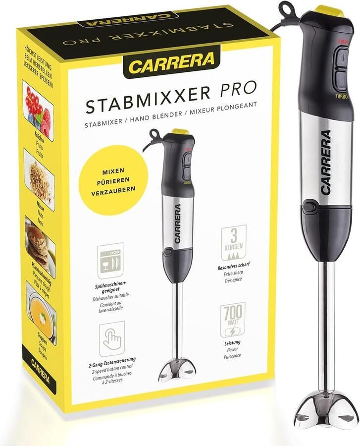 Staafmixer Set Keukenmixer Snel Mixen Tien Snelheden 21 cm Zilver