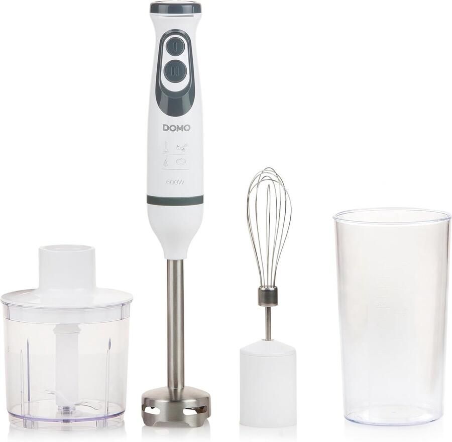 Staafmixer Set Keukenmixer Snel Mixen Variabele Snelheid 600 Watt Wit Grijs