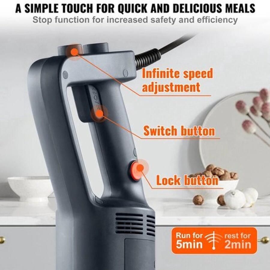 Staafmixer set Krachtige Staafmixer 750W VS Mes – Voor Soep Babyvoeding & Meer Mixer Handmixer