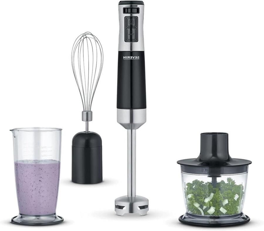 Staafmixer Set Mixer Blender Keuken Assistent Variabele Snelheid 500 ml Zwart RVS