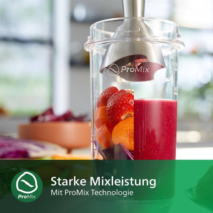 Staafmixer Viva Collection ProMix-mengtechnologie 650 W Antispat mesbeschermer HR2534 00 met beker - Foto 2