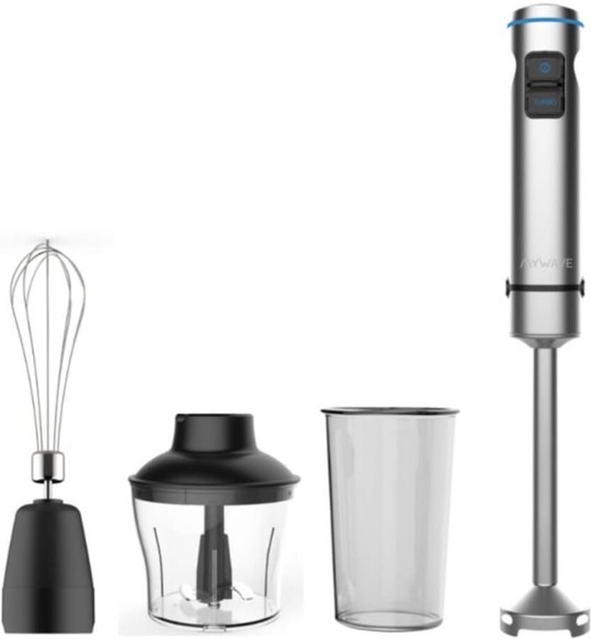 Staafmixer – voor vloeistoffen en vaste stoffen – vermogen 1500 W – snelheidscontrole + turbo – ledlicht – staaf behuizing en lemmet van roestvrij staal – inclusief accessoires