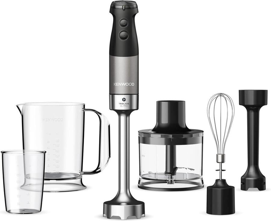 Staafmixer XL Pro Keukenmixer Maaltijden Bereiden Krachtige 1200W Motor 500 ml Zwart Grijs