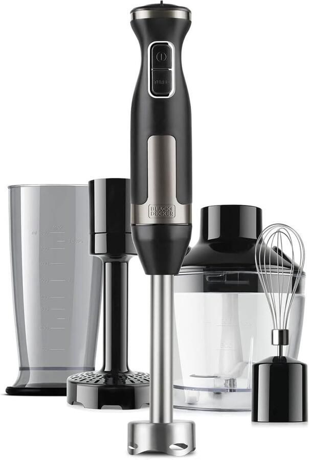 Staafmixer Zilver 1500 W Roestvrijstalen Messen met 4 Accessoires Voor Keukenbereidingen