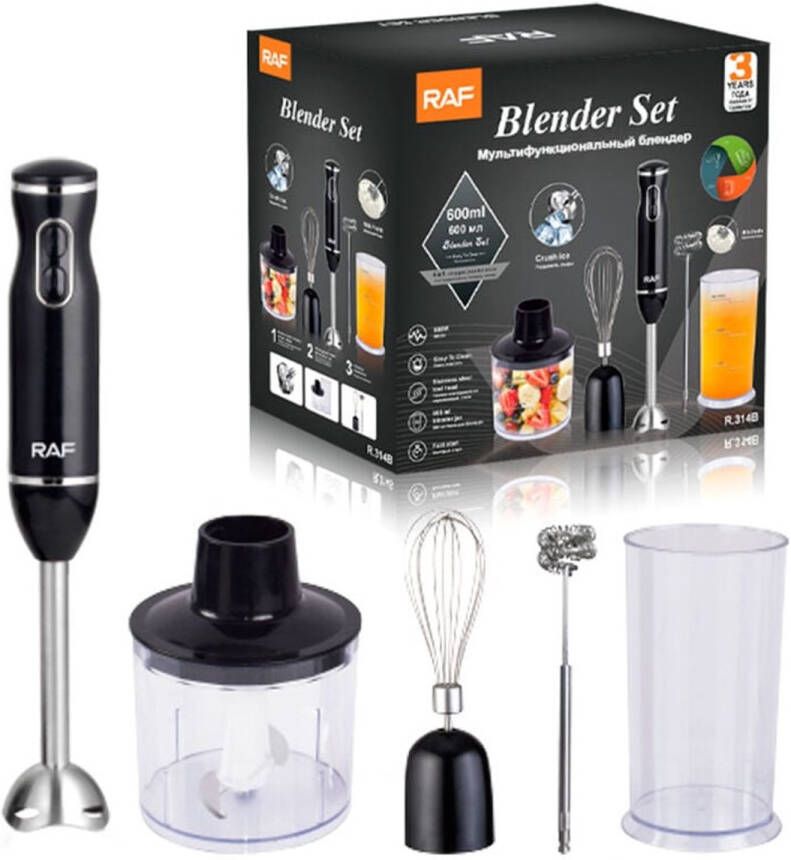 Staafmixers 5-in-1 staafmixer 800W soepblender met 500ml hakmolen en 600ml blender BPA-vrij