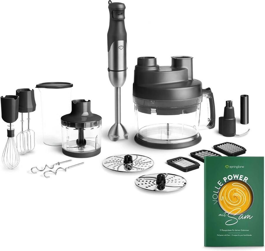 Handmixer Set Keukenapparaat Koken en Bakken 800 Watt Kracht 3 Opzetstukken Zilver