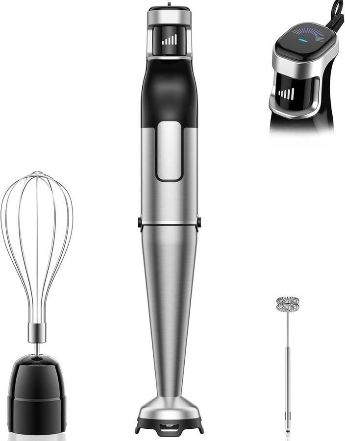 Staafmixerset Roestvrij Staal 1100 W 3-in-1 Handmixer met Melkopschuimer en Garde Voor Smoothies en Soepen