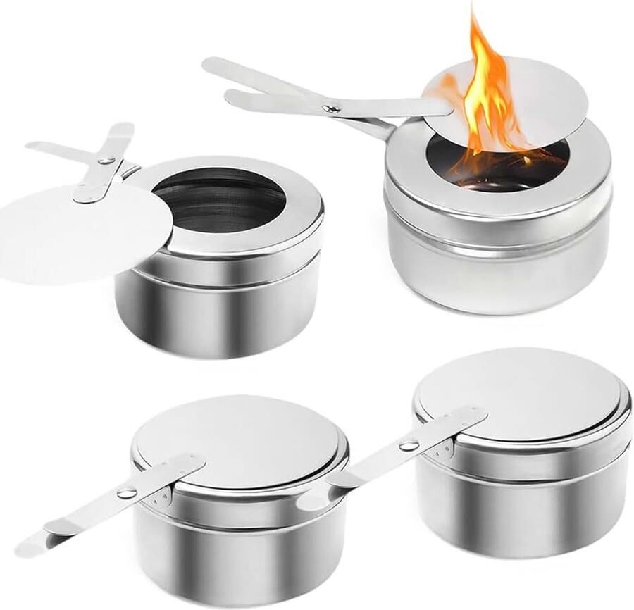 Staal met deksel fondue-brander brandpasta voor warmhoudcontainer fondue-brander en spiritusbrander voor buffet hot pot camping buffet accessoires