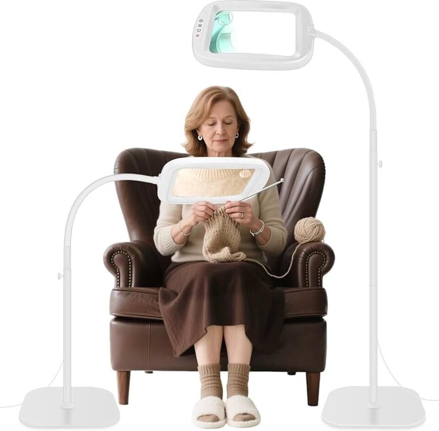 Staande lamp met vergrootglas met licht 2-in-1 vergrootglas met licht en standaard met 60 leds met instelbare helderheid flexibele zwanenhals vergrotingslamp voor dichtbij werken lezen