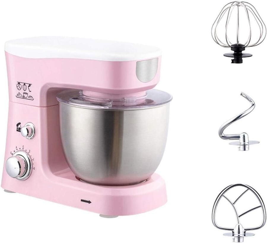 Staande Mixer Elektrische Mixer Bakken en Mixen 6-Snelheden Motor 3.5L Kom Pink
