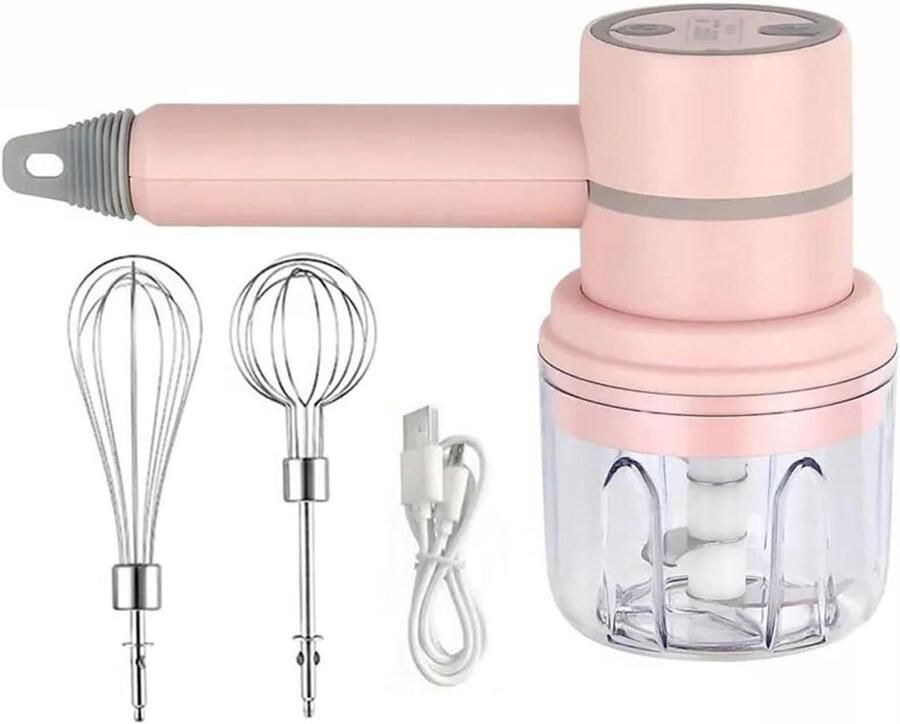 Staande mixer Handmixer keuken Bakken en mixen Draadloos en draagbaar 20W vermogen Roze