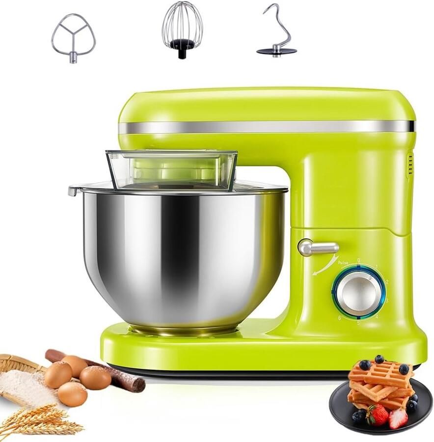 Staande mixer Keukenmachine Bakken en koken 1000W motor 6 snelheden 5L kom Zilver