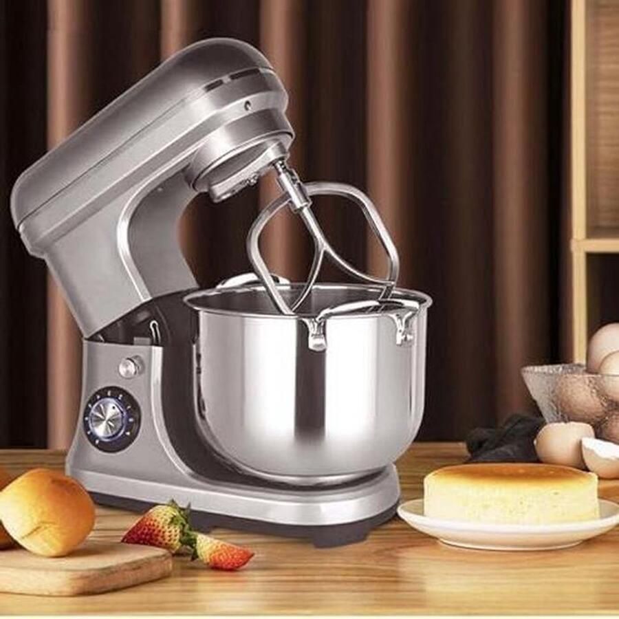 Staande Mixer Keukenmachine Deegmaker Bakken Brood Cake 8 Snelheden 10L Kom Zilver