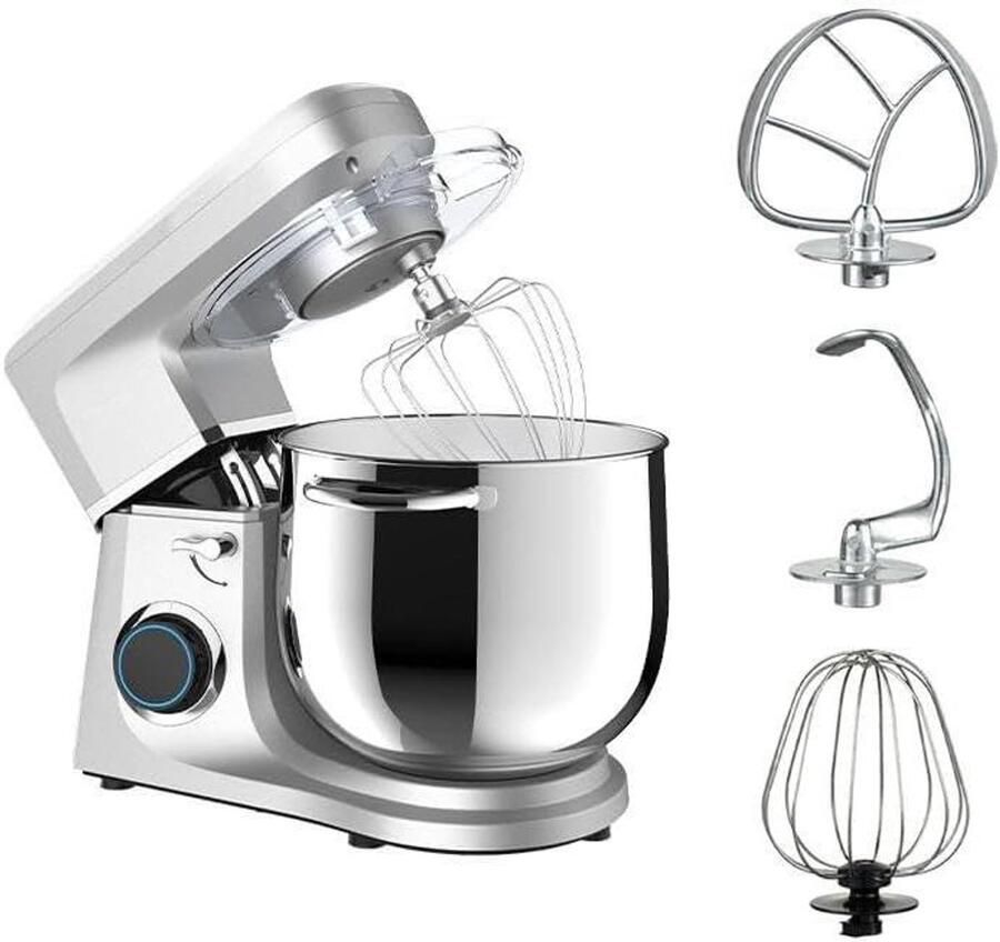 Staande Mixer Keukenmachine Deegmixer Bakken en Koken Kantelbare Kop 11 Liter Kom Zilvergrijs
