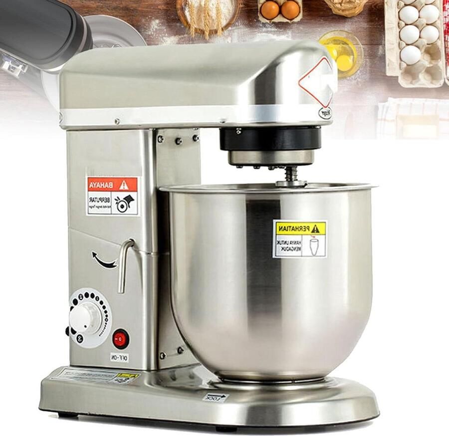 Staande Mixer Keukenmachine Kneedmachine Bakken Ingrediënten Mengen 3-in-1 Multifunctioneel 10 Liter Kom Zilver