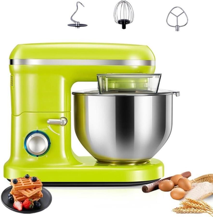 Staande Mixer Keukenmachine Mixer Bakken en Koken 1000W Motor 6 Snelheden 5L Kom Zilver