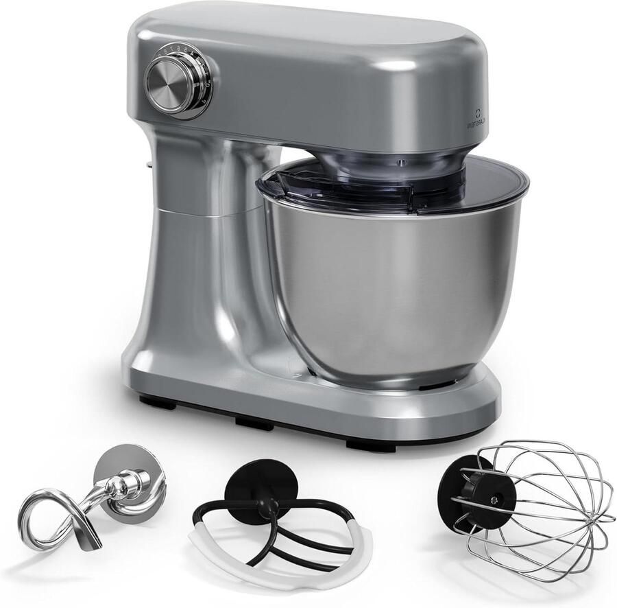 Staande Mixer Keukenmixer Deegmixer Bakken en Koken Planetaire Mengbeweging 5 Liter Kom Zilver